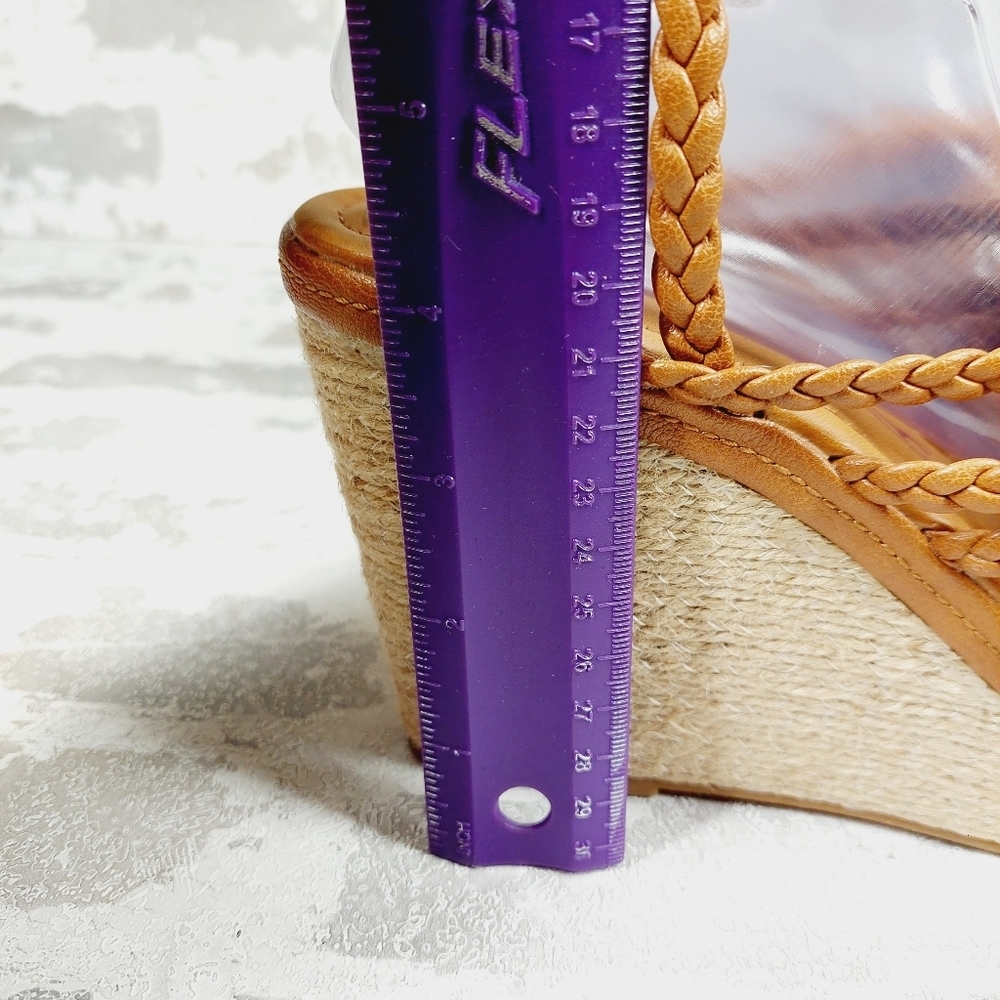 NEW Zodiac Women's Shana Brown Leather Espadrille Wedge Sandals B215 - Picture 7 of 12